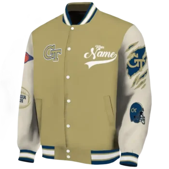 custom georgia tech yellow jackets wildcat pawprint gold nude varsity jacket best selling.webp