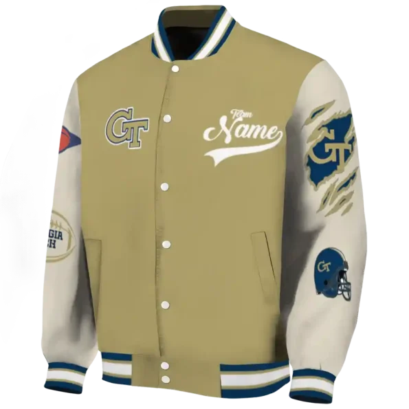 custom georgia tech yellow jackets wildcat pawprint gold nude varsity jacket best selling.webp