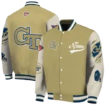 custom georgia tech yellow jackets wildcat pawprint gold nude varsity jacket best selling.webp