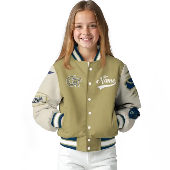 custom georgia tech yellow jackets wildcat pawprint gold nude varsity jacket top rated.webp