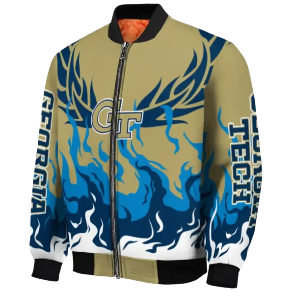 custom georgia tech yellow jackets winged blaze gold white bomber jacket best selling