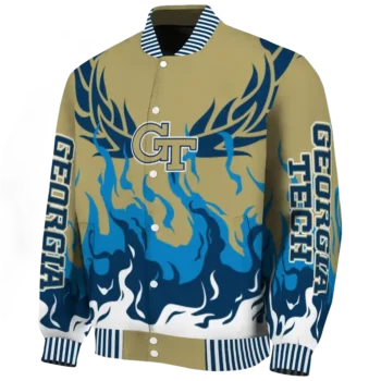 custom georgia tech yellow jackets winged blaze gold white varsity jacket best selling.webp