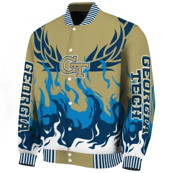 custom georgia tech yellow jackets winged blaze gold white varsity jacket best selling.webp