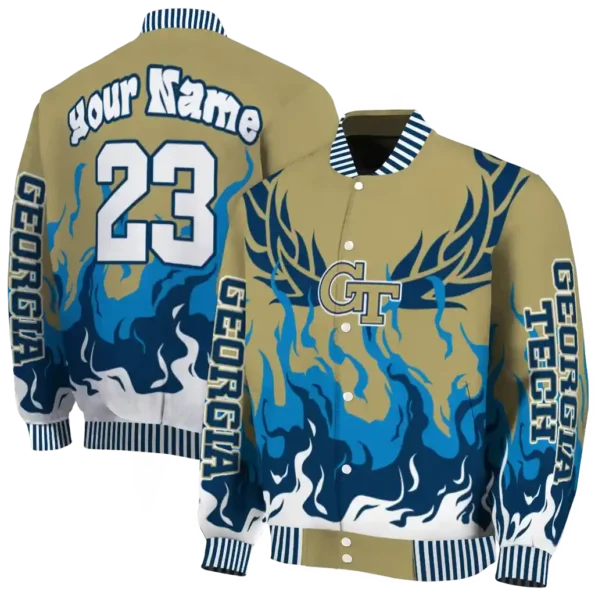 custom georgia tech yellow jackets winged blaze gold white varsity jacket fashion forward.webp