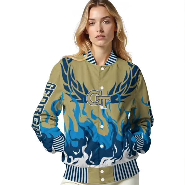 custom georgia tech yellow jackets winged blaze gold white varsity jacket latest model.webp