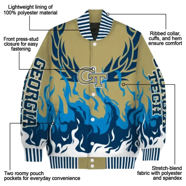 custom georgia tech yellow jackets winged blaze gold white varsity jacket new arrival.webp