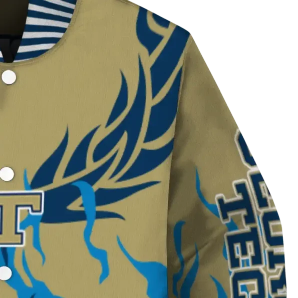 custom georgia tech yellow jackets winged blaze gold white varsity jacket premium grade.webp