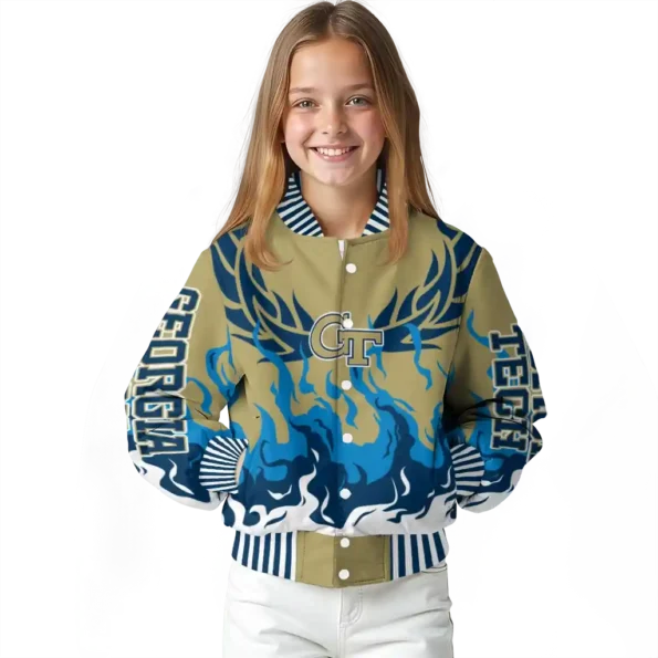 custom georgia tech yellow jackets winged blaze gold white varsity jacket top rated.webp