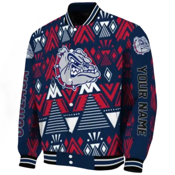 custom gonzaga bulldogs pyramid shapes blue varsity jacket best selling.webp
