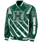 custom hawaii rainbow warriors chevron angles green varsity jacket best selling.webp