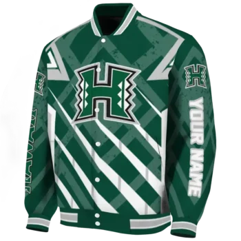 custom hawaii rainbow warriors chevron angles green varsity jacket best selling.webp