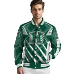 custom hawaii rainbow warriors chevron angles green varsity jacket best selling.webp