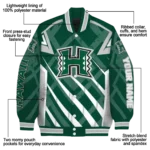 custom hawaii rainbow warriors chevron angles green varsity jacket best selling.webp