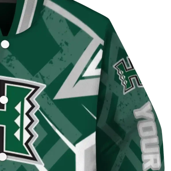 custom hawaii rainbow warriors chevron angles green varsity jacket premium grade.webp
