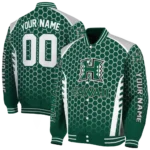 custom hawaii rainbow warriors hexagon grid green varsity jacket best selling.webp