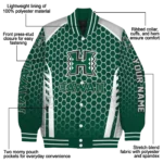 custom hawaii rainbow warriors hexagon grid green varsity jacket best selling.webp