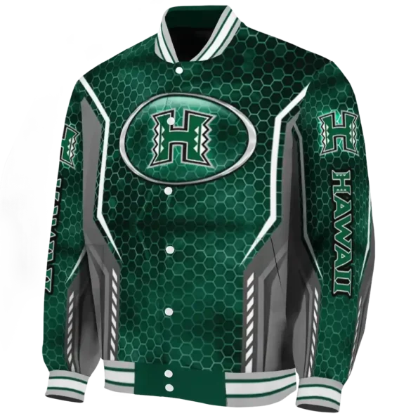 custom hawaii rainbow warriors power plate green varsity jacket best selling