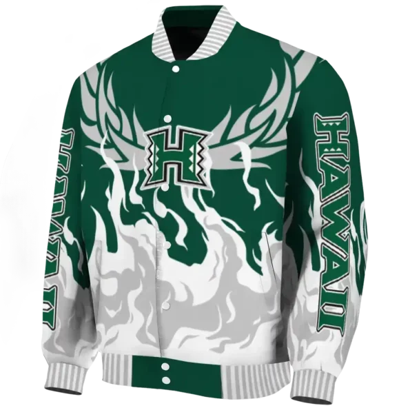 custom hawaii rainbow warriors winged blaze green white varsity jacket best selling