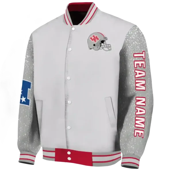 custom houston cougars speckled arms red gray varsity jacket best selling