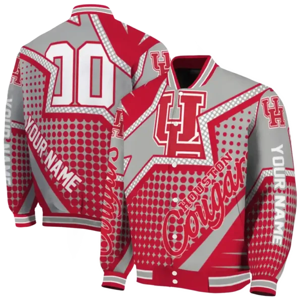 custom houston cougars star burst red varsity jacket fashion forward.webp