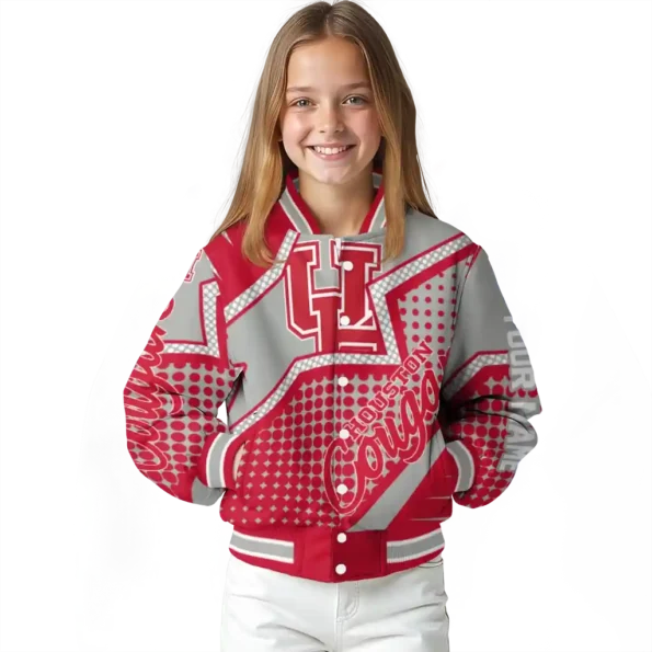 custom houston cougars star burst red varsity jacket top rated.webp