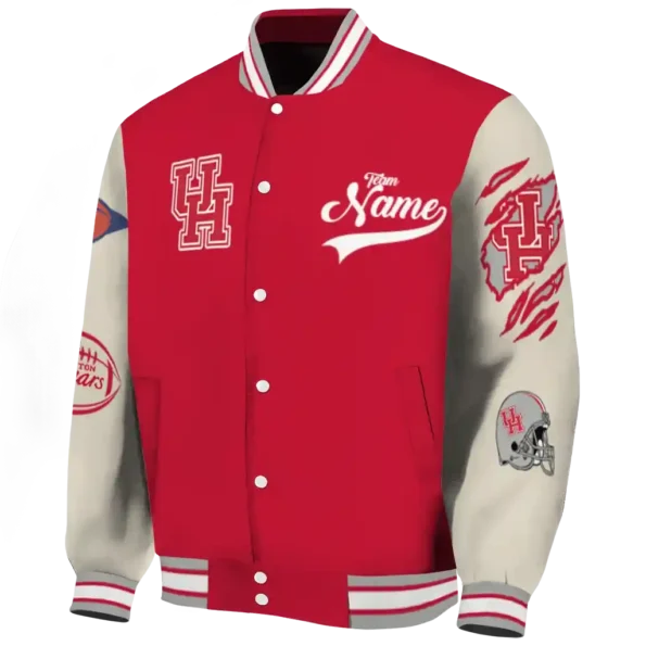 custom houston cougars wildcat pawprint red nude varsity jacket best selling