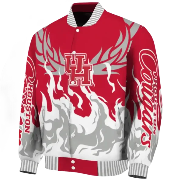 custom houston cougars winged blaze red white varsity jacket best selling