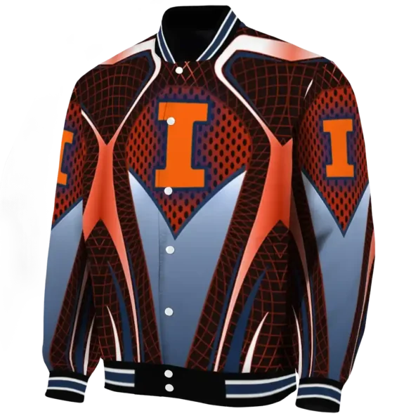 custom illinois fighting illini mesh chest orange black varsity jacket best selling