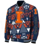 custom illinois fighting illini pyramid shapes blue varsity jacket best selling.webp