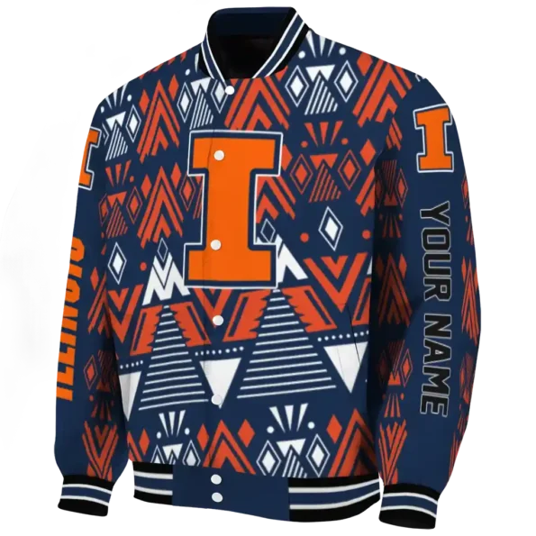 custom illinois fighting illini pyramid shapes blue varsity jacket best selling.webp