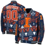 custom illinois fighting illini pyramid shapes blue varsity jacket best selling.webp