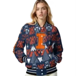 custom illinois fighting illini pyramid shapes blue varsity jacket best selling.webp