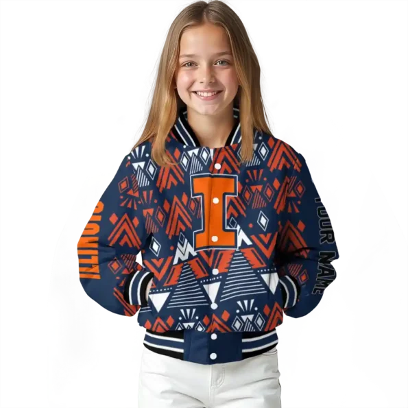 custom illinois fighting illini pyramid shapes blue varsity jacket top rated.webp
