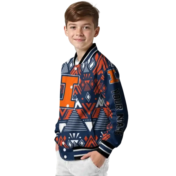 custom illinois fighting illini pyramid shapes blue varsity jacket trendy.webp