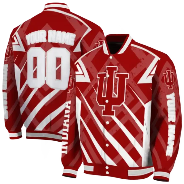 custom indiana hoosiers chevron angles red varsity jacket fashion forward.webp