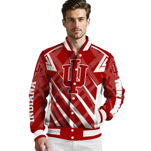 custom indiana hoosiers chevron angles red varsity jacket high quality.webp
