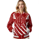 custom indiana hoosiers chevron angles red varsity jacket best selling.webp