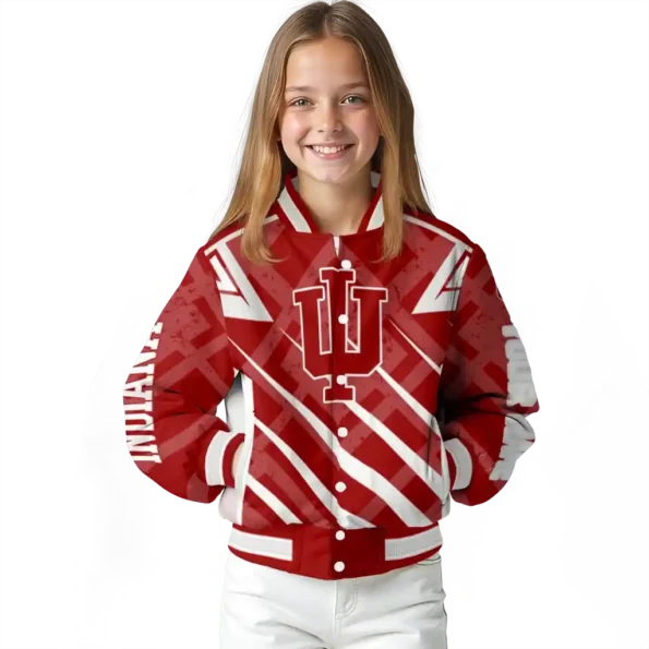 custom indiana hoosiers chevron angles red varsity jacket top rated.webp