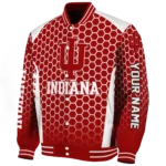 custom indiana hoosiers hexagon grid red varsity jacket best selling.webp