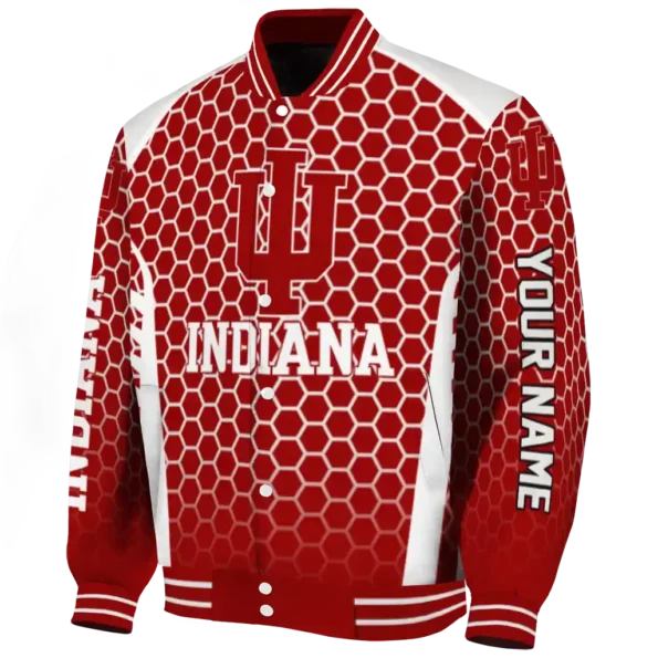 custom indiana hoosiers hexagon grid red varsity jacket best selling.webp