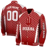 custom indiana hoosiers hexagon grid red varsity jacket best selling.webp
