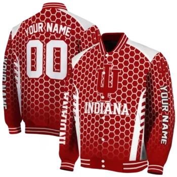 custom indiana hoosiers hexagon grid red varsity jacket fashion forward.webp