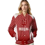 custom indiana hoosiers hexagon grid red varsity jacket best selling.webp