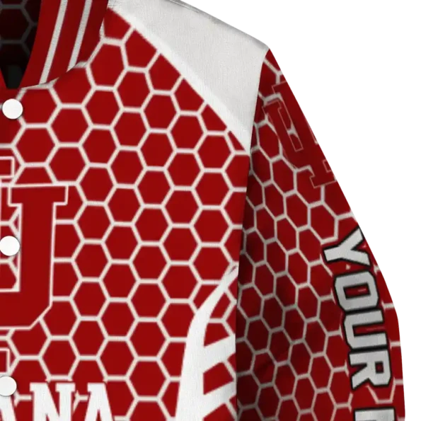 custom indiana hoosiers hexagon grid red varsity jacket premium grade.webp