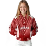 custom indiana hoosiers hexagon grid red varsity jacket best selling.webp
