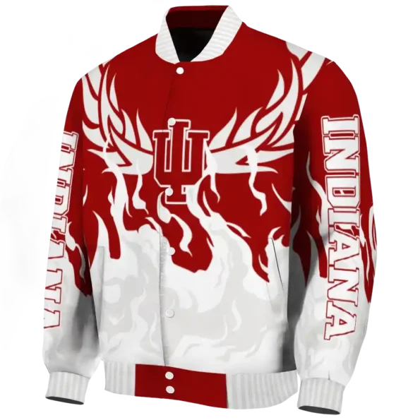 custom indiana hoosiers winged blaze red white varsity jacket best selling