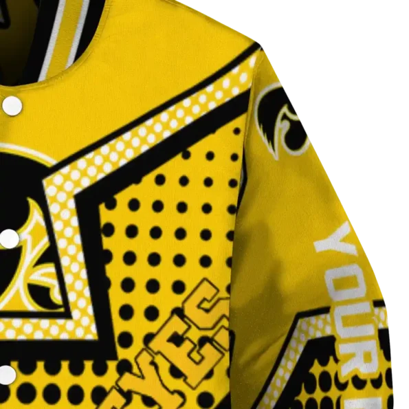 custom iowa hawkeyes star burst black varsity jacket premium grade.webp