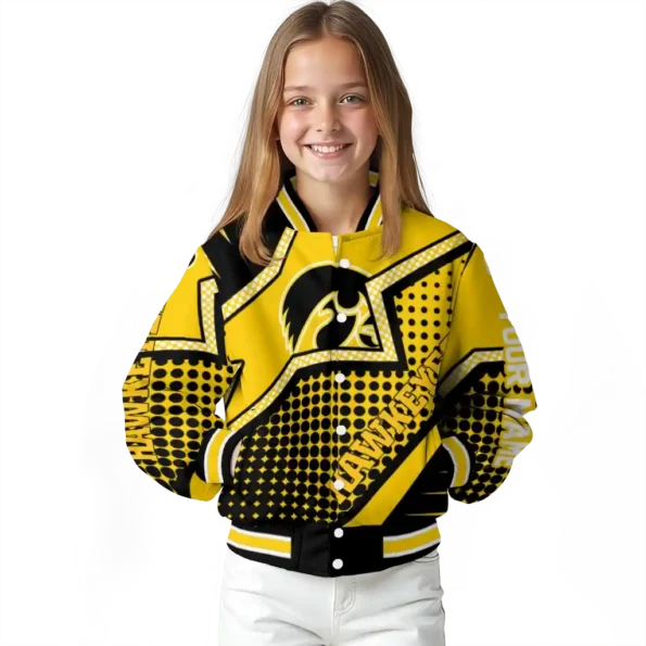 custom iowa hawkeyes star burst black varsity jacket top rated.webp