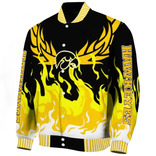 custom iowa hawkeyes winged blaze black white varsity jacket best selling