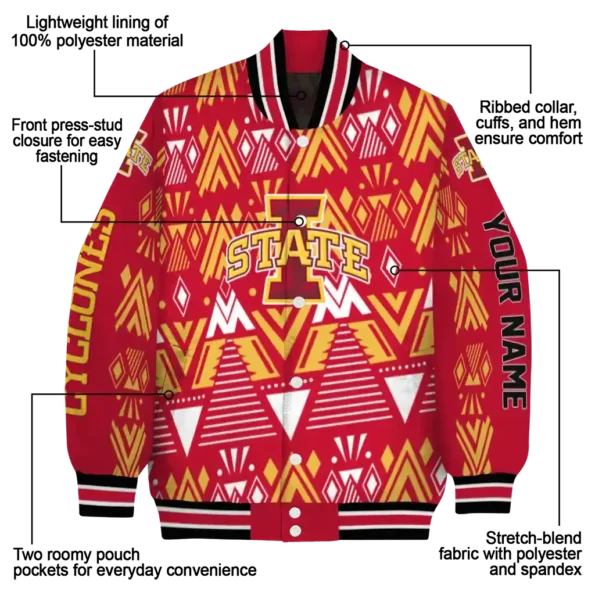custom iowa state cyclones pyramid shapes red varsity jacket new arrival.webp